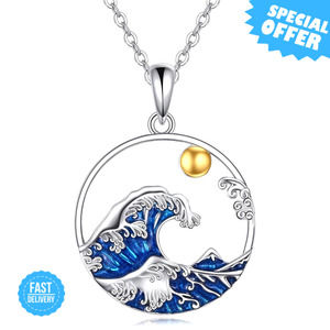 BRAND NEW YFN Wave Necklace Sterling Silver Ocean Wave Pendant